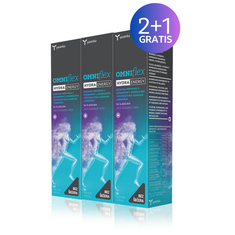 Omniflex Hydra Energy supplement for hydration and energy support, formulated with essential electrolytes and nutrients for active lifestyles, available for purchase in Ireland at Yasenka.ie